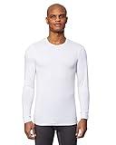 32 Degrees Men's Lightweight Baselayer Crew Top | Long Sleeve | Form Fitting | 4-Way Stretch | Thermal, White, Large