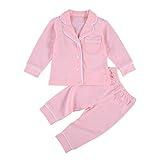 Merqwadd Toddler Baby Button-Down Pajamas Set, Cotton 2-PCS-PJs Set Shirt and Pants Sleepwear for Unisex Kids (Pink,6-12 Months)