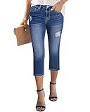 GRAPENT Women's Capri Pants for Women High Waist Stretch Jeans Pants for Women Capris Jeans Women's Wear to Work Pants & Capris High Waisted Stretchy Jeans Dark Blue Size X-Large Size 16 Size 18