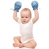 Okueejur 1 Pair Adjustable Satin Eczema Mittens for Babies Eczema Gloves Anti Scratch Eczema Relief Mittens (Blue)
