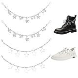 beinkmake 4Pcs Bling Star Pendant Shoe Chain Punk Stars Shoe Charms Hip Hop Metal Shoelaces Accessories Decorations Clip for Women Men Shoe Canvas Sneaker Pants Bags Clothes DIY Crafts