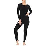 Fruit of the Loom Women's Micro Waffle Premium Thermal Set, Black, Large