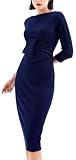 Marycrafts Womens Elegant Lady Vintage Evening Wiggle Midi Dress 10 Navy Blue