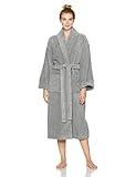Amazon Brand – Pinzon Unisex Terry Bathrobe 100% Cotton, Platinum, Large / X-Large