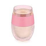 HOST Wine Freeze Cooling Cup, Plastic Double Wall Insulated Freezable Drink Chilling Tumbler with Freezing Gel Wine Glasses for Red and White Wine, Set of 1, 8.5 oz, Pink