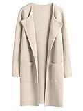 ANRABESS Women's Open Front Knit Lightweight Cardigan Casual Long Coatigan Sweater Lady Jacket Coat 2024 Fall Outerwear Beige Small