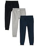 The Children's Place boys Active Fleece Jogger Pants, Black/New Navy/Smoke 3 Pack, Large US