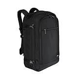 Amazon Basics Travel Backpack, Carry On Backpack, With Laptop Compartment, 40L Capacity, Expandable for 10% Extra Space, Backpack & Shoulder Bag Dual Use, 15.8"W x 21.5"H x 8.3"D, Black