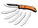 OUTDOOR EDGE 3.5" RazorLite EDC Knife. Pocket Knife with Replaceable Blades and Clip. The Perfect Hunting Blade for Skinning Deer. Blaze Orange with 6 Blades