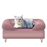 Yoonnie room Dog Sofas and Chairs for Small Breeds,Dog Couch for Small Pet,Cat Sofa Chair with Soft Velvet Fabric,Wooden Frame Cat Bed,Pet Sofa Bed for Small Dog Rest Using,Pink