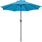 Yaheetech 9FT Outdoor Patio Umbrella Market Table Umbrella Yard Umbrella with Push Button Tilt Crank, 8 Ribs for Garden/Lawn/Deck/Backyard/Beach/Pool,Sky Blue