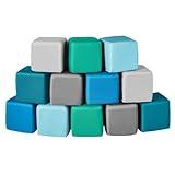 Foam Building Blocks for Kids: 12-Pieces PU Leather Colorful Foam Blocks - Building Toys for Toddler - Giant Stacking Blocks Toys - Soft Indoor Playset for Birthday Gift Preschool Learning (Modern)