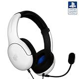 PDP AIRLITE Wired Stereo Gaming Headset, Officially Licensed by Sony PlayStation 5, PS5/PS4/PS3/PC, Lightweight Durable Headphones, 3.5mm audio jack, Noise-canceling Flip-to-Mute Mic, Frost White