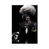 Queen vertical poster of beautiful black woman with golden lips2 Canvas Art Poster And Wall Art Picture Print Modern Family Bedroom Decor Posters Unframe 24x36inch