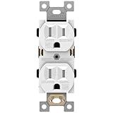 ENERLITES Duplex Receptacle, Tamper-Weather-Resistant, Residential Grade Outdoor Outlet, 15A 125V, Self-Grounding, 2-Pole, 3-Wire, 5-15R, UL Listed, 61580-TWR-W, White