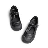 DREAM PAIRS Girls Kids Mary Jane School Uniform Toe-Protective Shoes Soft Flats,Size 13 Little Kid,Black-PU,SDFL2401K