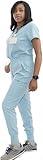 Uniforms World Ava Scrubs Set for Women — Classic fit Top & Slim Jogging Pants, Yoga Waistband, 9 Pockets, Anti-Wrinkle