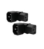 IEC C14 to C13 Power Adapter PDU Plug/Socket Up 90 Degree for LCD Wall Mount TV 2 Pack