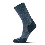 FITS Light Hiker Crew, Merino Wool Sock for Men and Women - Whole Foot Comfort, Lightweight, Breathable, Odor Resistant, Hiking Socks, Navy, Large