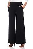 Rekucci Travel in Style Women's Stretchy Elegant Palazzo Wide Leg Pant (Medium, Black)