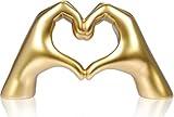 SINTENILL Heart Hands Sculpture, Gold Resin Material, Room Decor for Living Room, Bedroom, Office, Coffee Table, Desk, Wedding, Party, Gifts for Girl