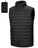 33,000ft Men's Lightweight Packable Insulated Puffer Vest Outerwear, Warm Winter Sleeveless Jacket for Golf Running