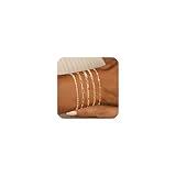 adoyi Gold Bracelets for Women, 14K Gold Plated Stackable Bracelet Stack Set Adjustable Charm Paperclip Chain Cuban Link Layered Waterproof Jewelry Sets Gifts for Womens 6.8 Inch