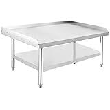 ExploreHorizon Stainless Steel 60x30x24 Inch Equipment Grill Stand Table, 1000 Lbs Top Shelf, 220 Lbs Bottom Shelf, Adjustable Legs, 2" Edge Baffle, for Hotel, Home, Commercial Restaurant Kitchen