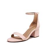DREAM PAIRS Womens Low-Chunk Low Heel Pump Sandal,Size 11,Pink/Suede,Low-Chunk