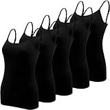 BQTQ 5 Pcs Women's Camisole Tank Top Undershirt Spaghetti Strap Under Shirts, L Black