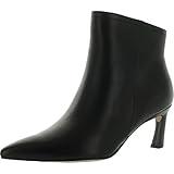 27 Edit Womens Leather Pointed Toe Booties Black 8 Medium (B,M)