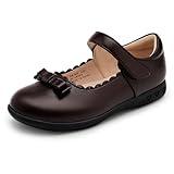 Stelle School Shoes for Girls Uniform Mary Jane Dress Shoes Flats Church Music Recitals(Little/Big Kids)(G10Brown,12ML)