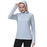 BASSDASH Women’s UPF 50+ Performance Hoodie Long Sleeve UV Fishing Hiking Shirt Light Steel Blue