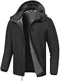 Pursky Breathable Jacket Men Fleece Lined Spring Coat Men's Active Performance Shell Jackets Softshell Fleece-Lined Winter Outdoor Coats Windbreaker Dark Grey S