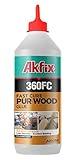 Akfix 360FC Fast Drying Polyurethane Glue Bottle - Marine Adhesive for Boats, Woodworking, Furniture & Carpentry, Outdoor Waterproof Bond Wood to Metal, Concrete, Ceramic | 1pk, 19.75 Oz, Light Brown