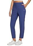baleaf Womens Travel Pants Lightweight Stretch with Zipper Pockets Petite Ankle Dressy Golf Work Business Casual Navy Blue XL