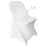 EMART Folding White Chair Covers 10 Pcs, Polyester Spandex Universal Standard Seat Slipcovers Fitted for Wedding Bulk, Party, Banquet and Holidays Celebration