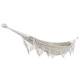 Bliss Hammocks BH-400WFRCA Polyester Hand-Braided Hammock in a Bag Decorative Fringe, Natural Brown