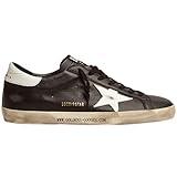 Goose Super-Star Leather Upper Shiny Leather Star and Heel Mens Distressed Sneaker - 40 EU/10 US Black