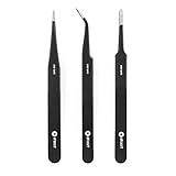 iFixit Precision Tweezers Set - Extra Fine, Angled, Blunt Tips for Electronics, Hobby, Industrial, Professional, Craft