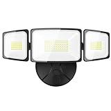 Onforu 60W Flood Lights Outdoor, 6000LM Brightness Security Lights Switch Controlled, 3 Adjustable Heads, IP65 Waterproof, 6500K Wall Mount Exterior LED Flood Light