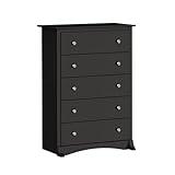 Prepac Sonoma Superior 5-Drawer Chest for Bedroom - Spacious and Stylish Chest of Drawers, Measuring 17.75"D x 31.5"W x 44.75"H, In Black Finish