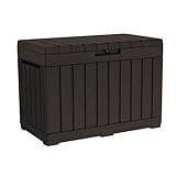 Keter Kentwood 50 Gallon Resin Deck Box-Organization and Storage for Patio Cushions, Throw Pillows and Garden Tools, Brown