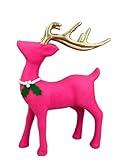 12" Felt Deer Decoration: Hot Pink & Gold - Christmas Ornament Reindeer Wreath Accent Table Decor