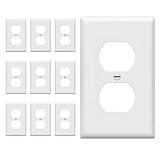 ENERLITES Duplex Wall Plates Kit, Electrical Outlet Covers, Standard Size 1-Gang 4.50" x 2.76", Unbreakable Polycarbonate Thermoplastic, Electric Receptacle Plug Covers, 8821-W-10PCS, White, 10 Pack