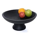 Folkulture Wooden Fruit Bowl or Decorative Bowl for Table Décor, Wooden Fruit Bowl for Kitchen Counter,12-inch Large Bowls Centerpiece Table Decorations, Black Fruit Bowl, Pedestal Bowl