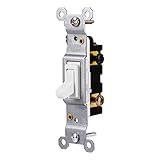 GE Grounding Toggle Switch, Single Pole, In Wall On/Off Fan & Light Switch Replacement, 15 Amp, Great for Home, Office & Kitchen, UL Listed, White, 54161