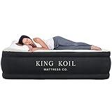 King Koil Air Mattress Queen with Built-In Pump, 20" Luxury Pillow Top Inflatable Airbed for Home, Camping, or Guests – Adjustable Firmness, Slip-Resistant, Waterproof, Durable Design, 1-Year Warranty