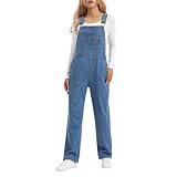 HISEA Women's Stretch Denim Bib Overalls, Women Relaxed Fit Casual Straight Leg Jean Overall Workwear with Adjustable Strap and Pocket