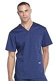 Cherokee Scrubs for Men Workwear Professionals V-Neck 4 Pocket Scrub Top WW695, M, Navy